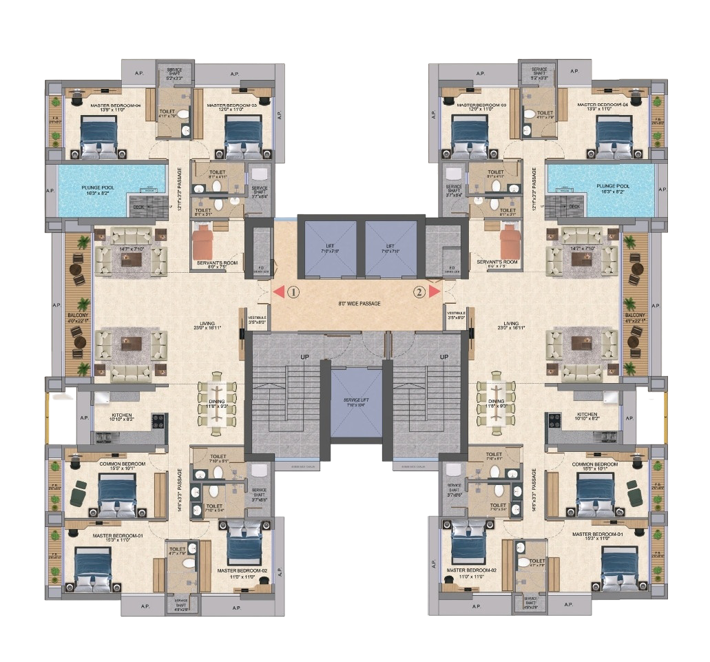 5 BHK Grand Floor Plan